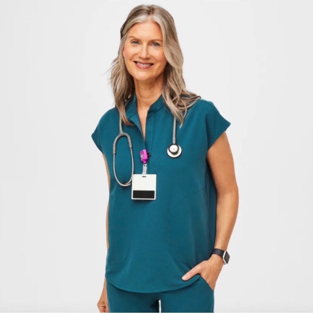 Figs Caribbean Blue Rafaela Women's Blouse